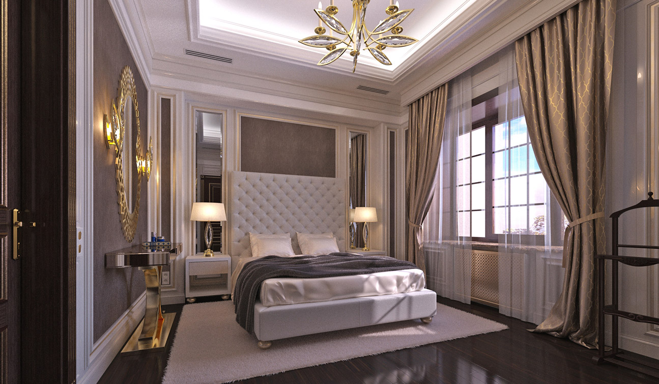 INDESIGNCLUB - Elegant and Classy Guest Bedroom interior in Art Deco style