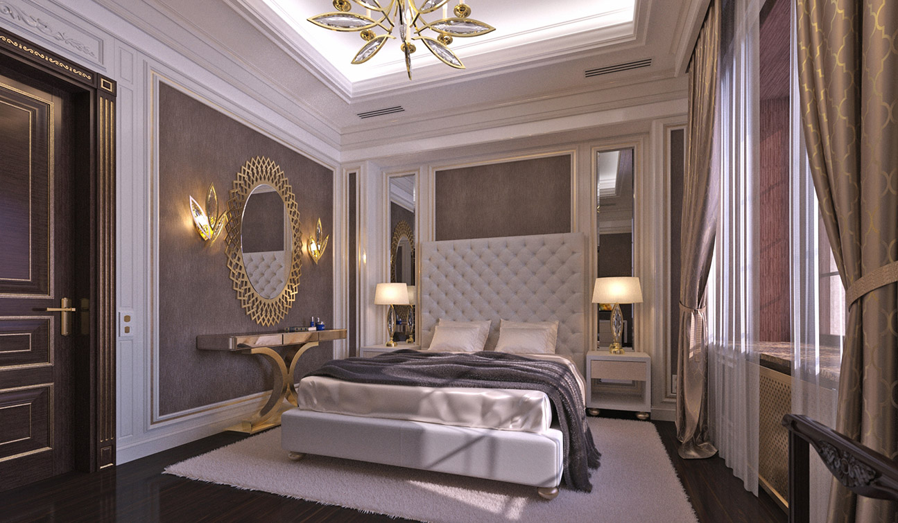 Elegant Guest Bedroom interior in Art Deco style 02