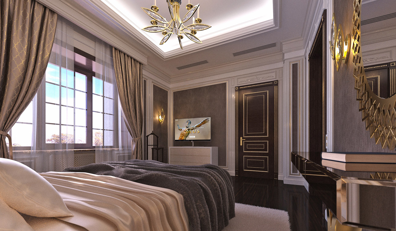Elegant Guest Bedroom interior in Art Deco style 04