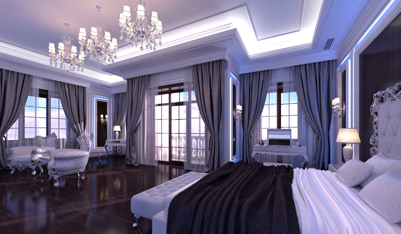 Glamour Bedroom interior in Luxury Neoclassical style 03