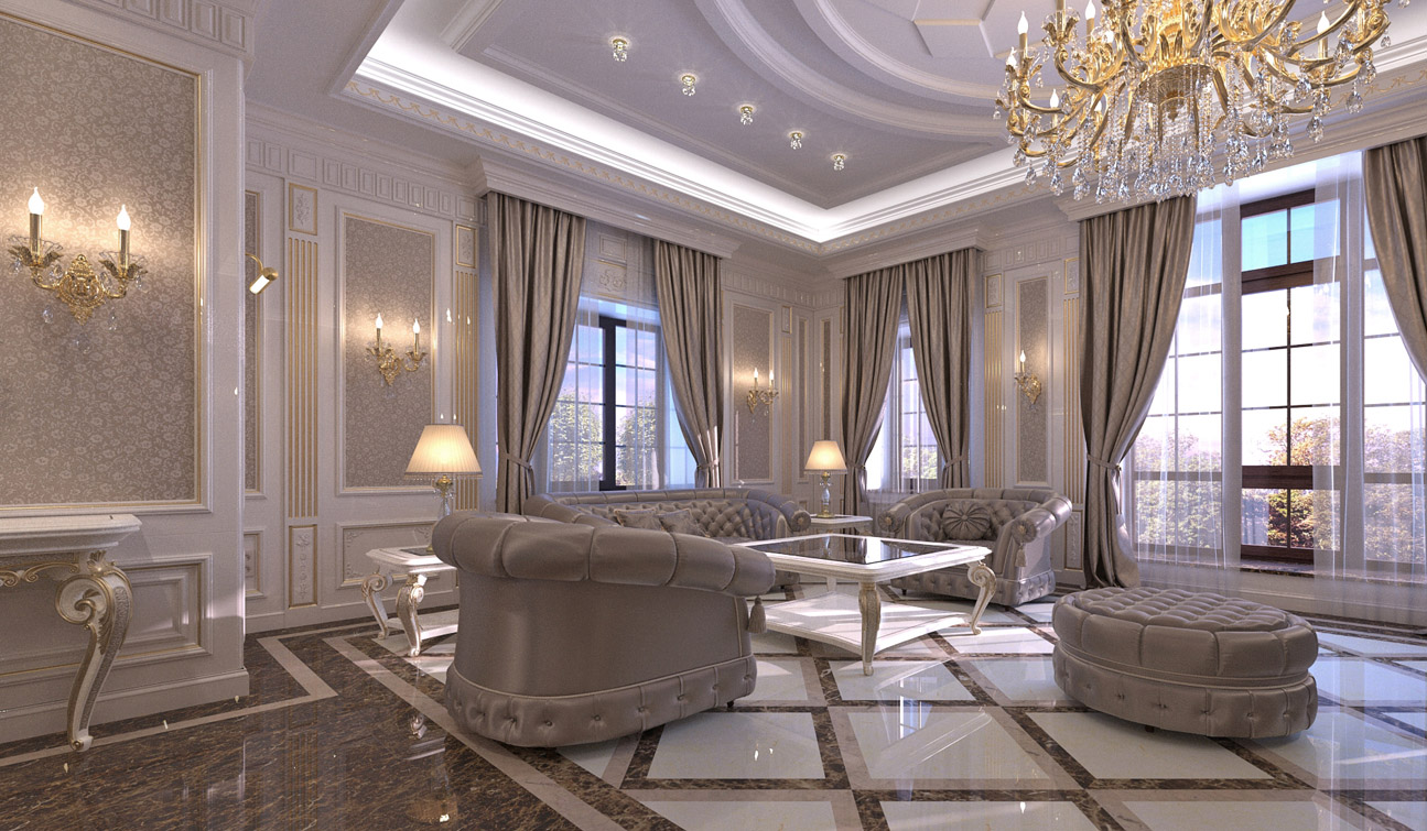 Living Room interior design in elegant Classic style 04